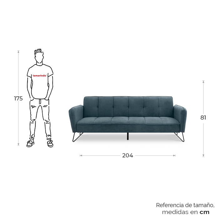 Futon Tela Gris Oxford Lodi | Sofá Cama y Futones | salas